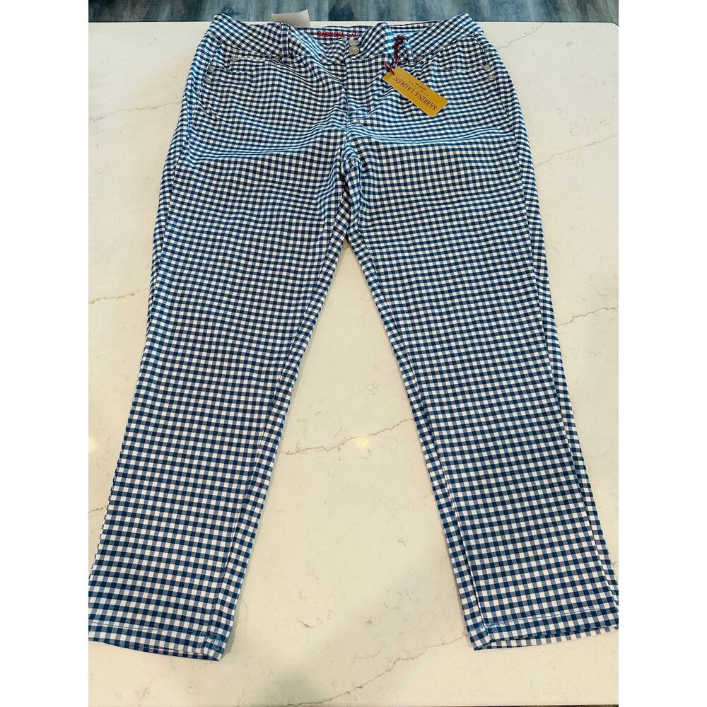 Sabrina Lauren Women’s Plus Cropped Pants Gingham Stretch Comfort  Summer 22 NWT